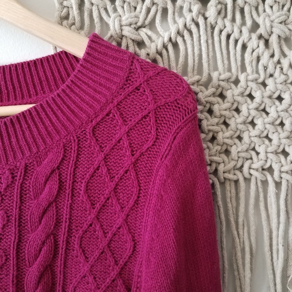 Talbots Raspberry Cable Knit Sweater - Picture 2 of 5